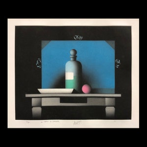 MARIO AVATI (francés, 1921-2009), "La Table du Graveur", 1975, mezzotinta color, lápiz firmado y fechado.