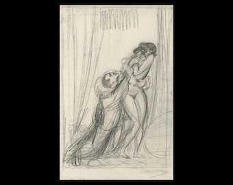 ALBERT EDWARD STERNER (British/American, 1863-1946), &quot;Study for The Unmasking&quot;, ca. 1919, graphite on paper, pencil signed.