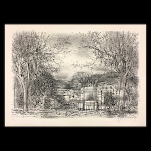 JEAN CARZOU (Armenian/French, 1907-2000), &quot;La Fontaine de Vence&quot;, 1966, lithograph, signed and dated with pencil.