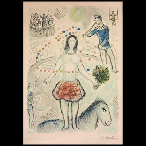MARC CHAGALL (after) (Russian/French, 1887-1986), &quot;Danseuse au Flutiste&quot;, 1988, color lithograph.