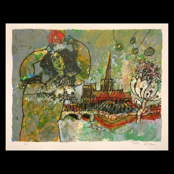 THEO TOBIASSE (Isreali/French, 1927-2012), "Notre Dame de Paris", ca. 1985, color lithograph, pencil signed.
