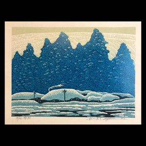 YANG QIYU (Chinese, 1987-living), &quot;Snowy Village II&quot;, 2012, polychrome woodblock print, pencil signed.