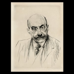 MAX LIEBERMANN (German, 1847-1935), "Self Portrait", 1910, original etching