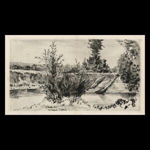 PHILIP GILBERT HAMERTON (English, 1834-1884), "Two Stumps of Driftwood", 1868, original etching