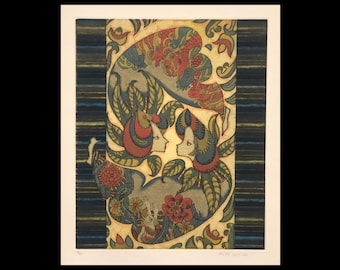 MASAO YOSHIDA (Japanese, 1934-1998), Scheherazade: Houri, 1966, color etching and aquatint, pencil signed.