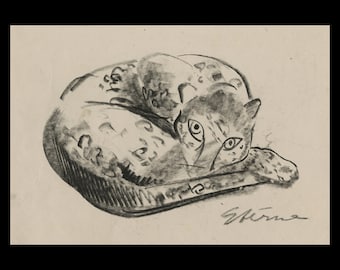 MAURICE STERNE (Latvian/American, 1878-1957), &quot;Resting Leopard&quot;, ca. 1925 Conte crayon on paper, signed