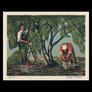 HARRY SHOKLER (America, 1897-1978), &quot;Harvest&quot;, ca. 1950, serigraph, pencil signed