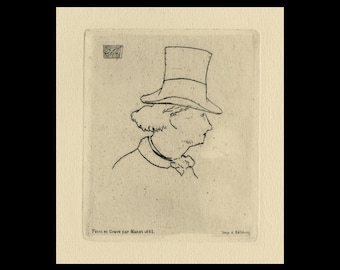 EDOUARD MANET (French, 1832-1883), "Baudelaire de Profil en Chapeau", 1862, original etching