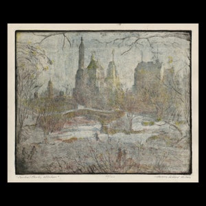 JAMES SANFORD HULME (American, 1900-1974), &quot;Central Park, Winter&quot;, ca. 1930, aquatint etching, pencil signed.