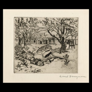 LIONEL BARRYMORE (amerikanisch, 1878-1954), &quot;Shoreside Farm&quot;, ca. 1932, Originalradierung, mit Bleistift signiert