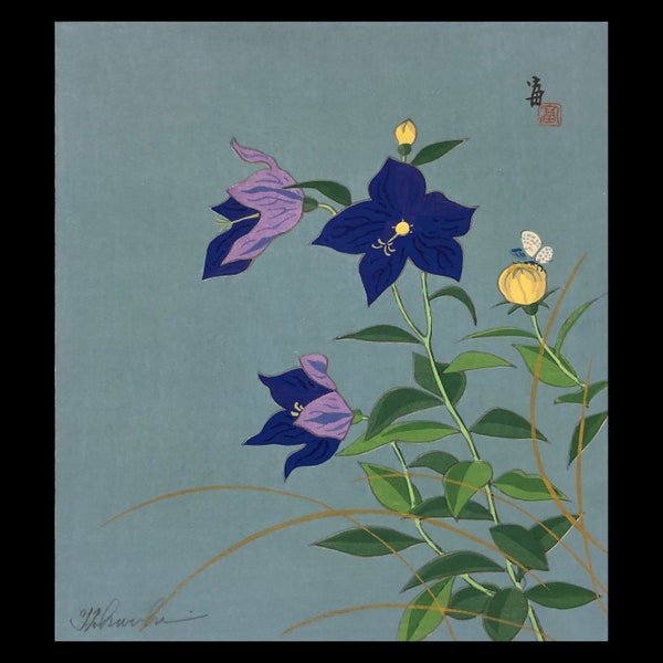 TOMIKICHIRO TOKURIKI (Japanese, 1902-1999), "Morning Glory", 1973, polychrome woodblock print, pencil signed.