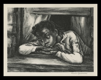 MARION GREENWOOD (American, 1909-1970), &quot;The Window&quot;, 1950, original lithograph, pencil signed