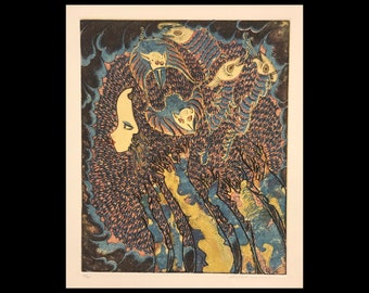 MASAO YOSHIDA (Japanese, 1934-1998), Scheherazade: Ghouls, 1966, color etching and aquatint, pencil signed.