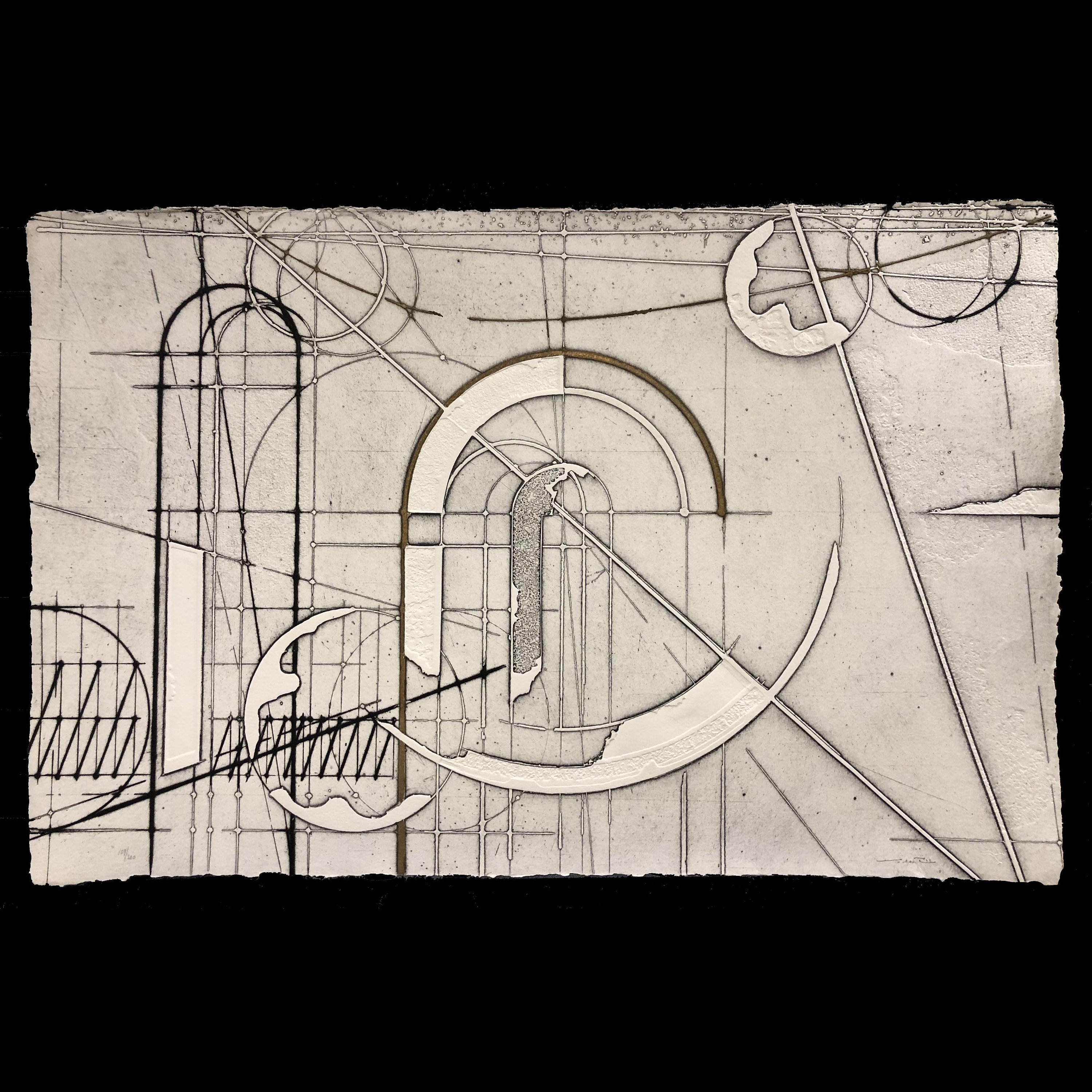 WALTER VALENTINI (Italian, 1928-living), "L'Entrata della Citta'", 1987, embossed etching on hand-made paper, pencil signed.
