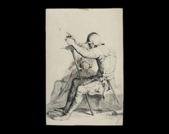 SALVATOR ROSA (Italian, 1615-1673), "Two Soldiers Resting", ca. 1756, pen & ink on paper, signed.