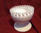 Vintage Fenton Art Glass White Ribbon Edge Silvercrest Candy Dish