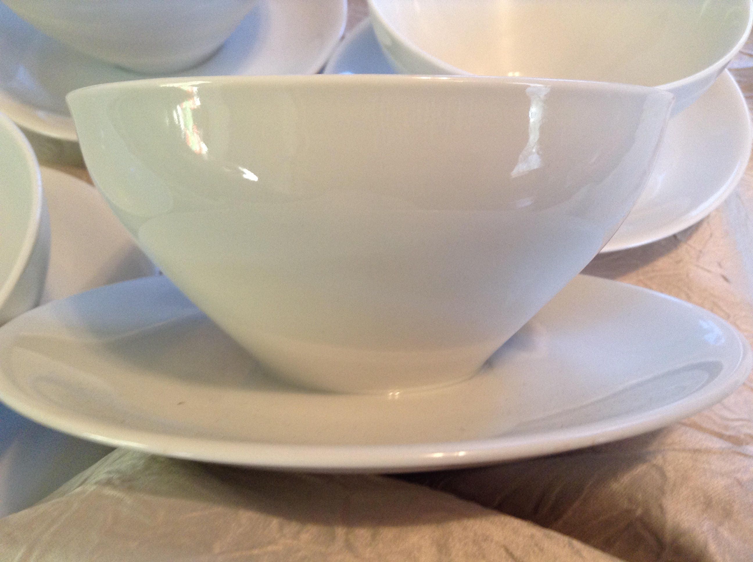 Set of 4 KPM Germany White Soup Bowl with attached Plate Etsy