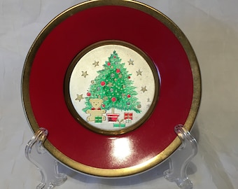 Vintage Himark Small Christmas Tree Plate with 24K Trim