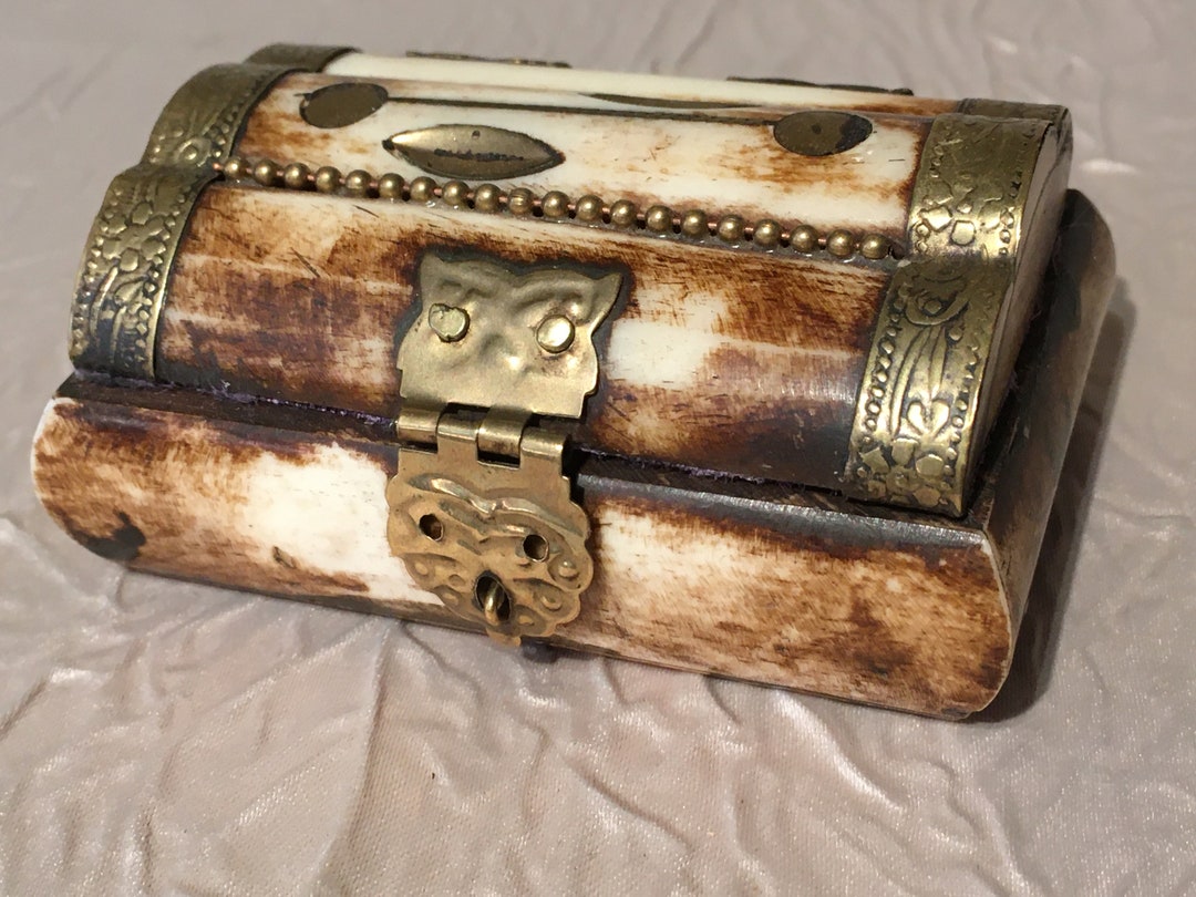 Antique Bone and Brass Trinket Box Etsy