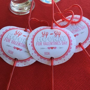 Valentine Sip Sip Hooray | Kids Valentine | Straw Valentine | Valentine Gift