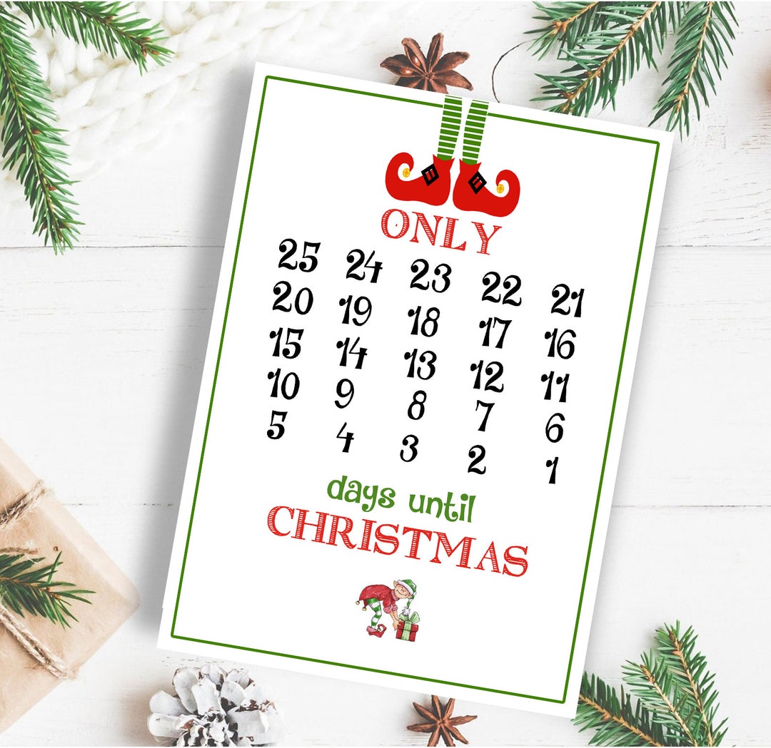 Elf Countdown Days Until Christmas Christmas Countdown Christmas Elf