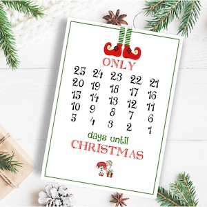 Elf Countdown Days Jusqu'à Noel Compte à rebours de Noel (christmas Countdown) Elfe de Noel