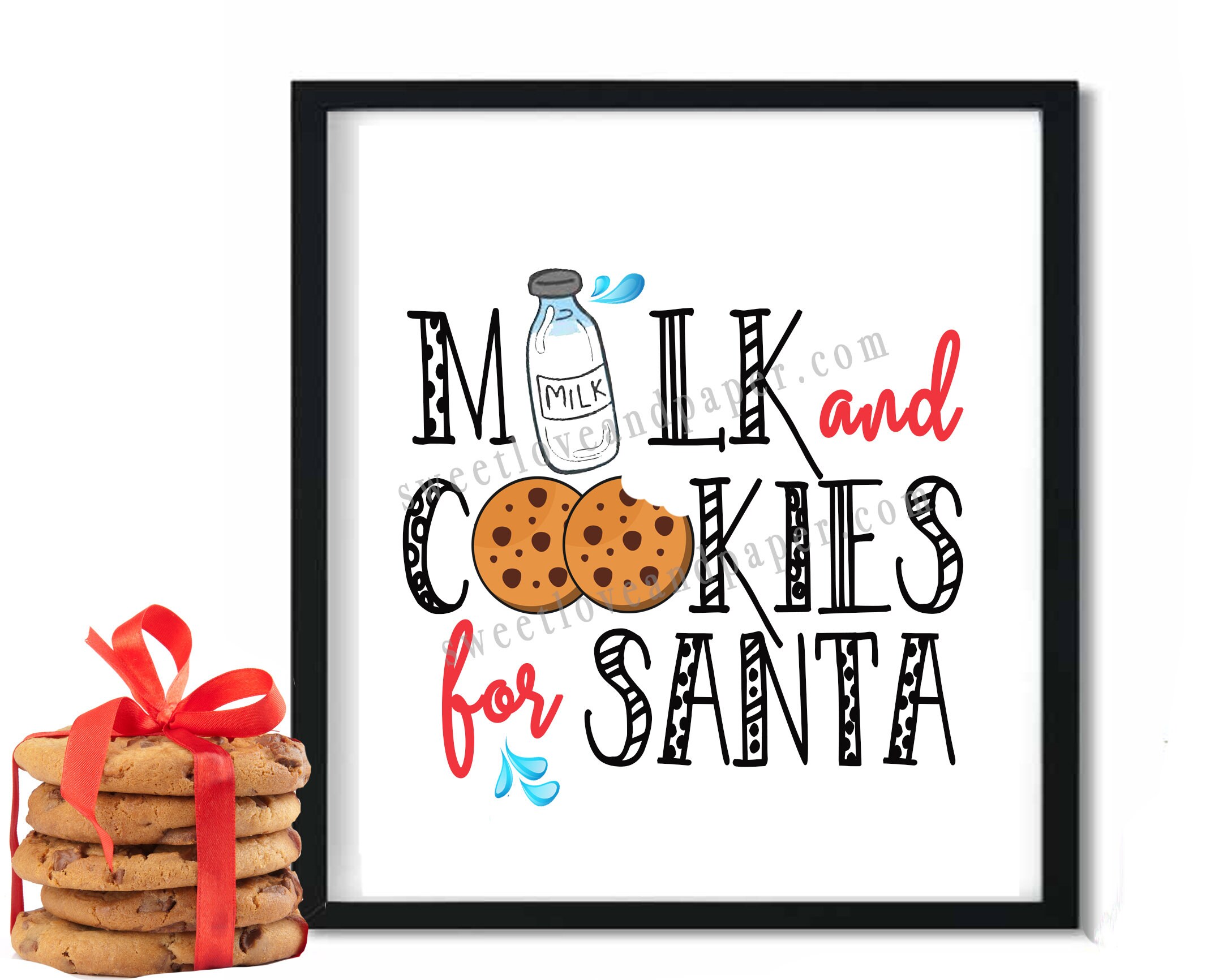 Milk and Cookies for Santa Christmas Print Etsy