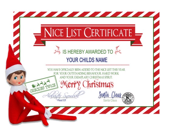 Santa Good List Certificate Free Printable