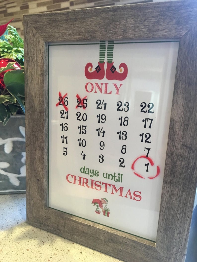 Elf Countdown Days Until Christmas Christmas Countdown Etsy Canada