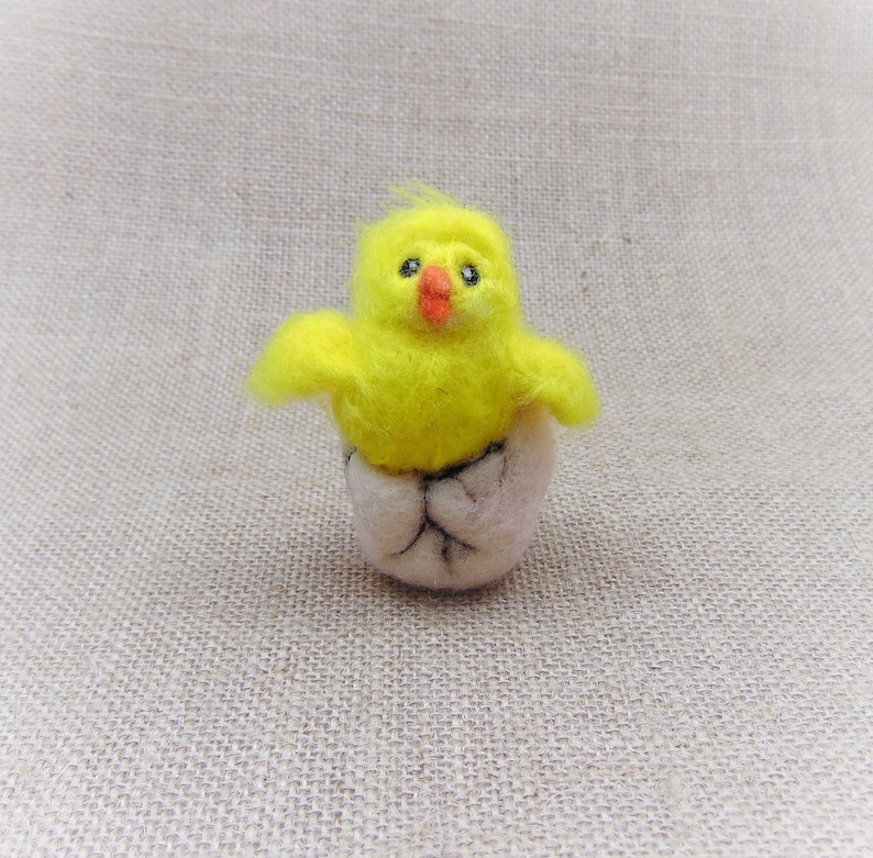 Bird Lover Gift Different Easter Gift Cute Easter Chick Easter Chick Decoration Needle Felted Chick Chick in Egg Fluffy Yellow Bird
