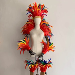 6ply Showgirl Feather Shawl/ Carnival Feather Scarf/ Stage Show Feather Wrap/Halloween Costume/Performance Show/Rainbow Feather Cape Shawl