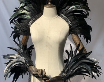 4ply Halloween Collar/Carnival Shawl/Carnival Scarf/Showgirl cape/Burlesque Collar/Feather Shawl