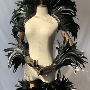 Carnival Costume Black Feather Wrap Shawl one set