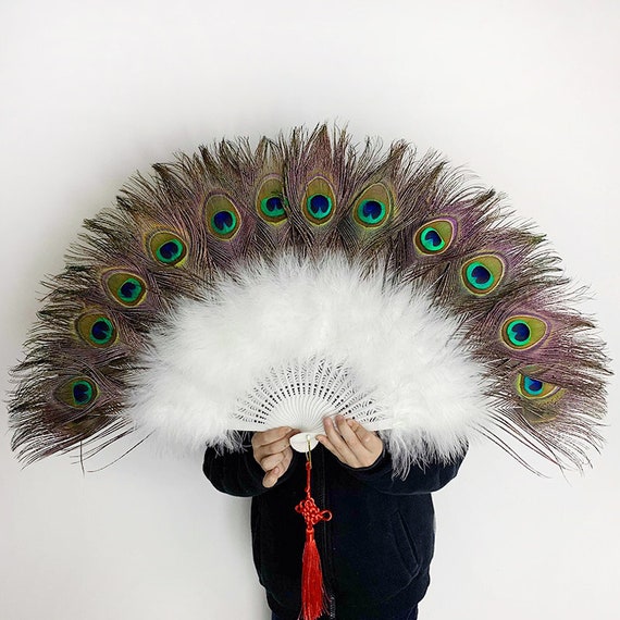 6 FLUFFY FEATHER HAND FANS stage costume party fun dress up feathers handfan NEW