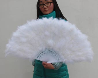 80*45cm White Large Marabou Feather Fans For Wedding Bridesmaids