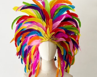 Carnival Headpiece/Gatsby Flapper Headband/Samba Party Crystal Headband /Carnival Feather Shoulder Piece/Epaulet Feather wings Samba costume