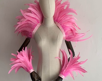 4ply Showgirl Feather Shawl/ Carnival Feather Scarf/ Stage Show Feather Wrap/Halloween Costume/Performance Show/ Pink Feather Cape Shawl