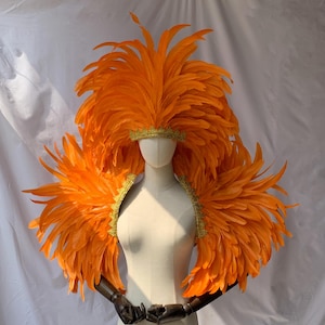 Orange Feather Carnival Headdress/Gatsby Flapper Headband/Samba Party Crystal Headband /Carnival Feather Crown Festival Feather headpiece