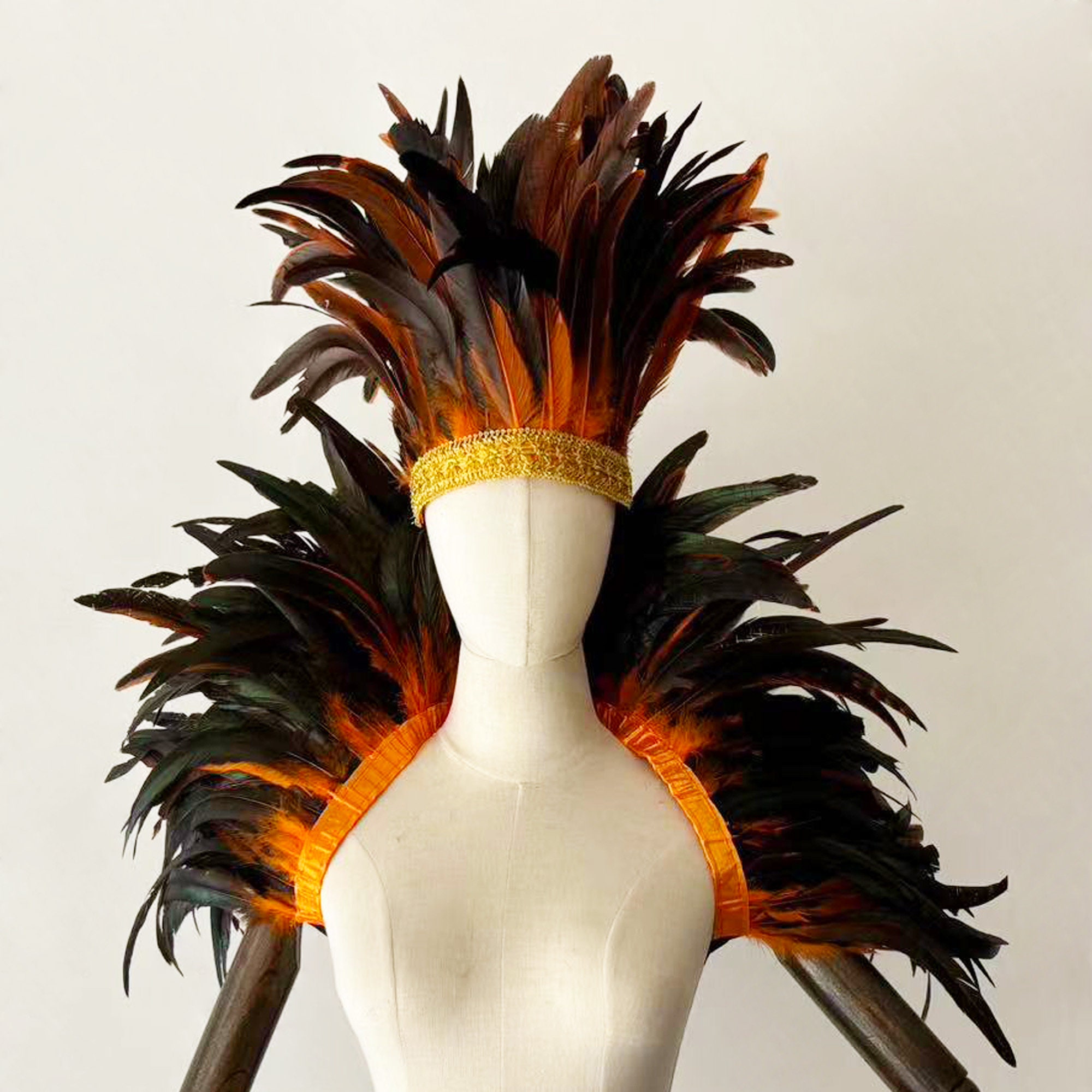 Capa De Plumas Negras Con Puños – Cuello Y Chal De Plumas Gótico Para Disfraz De Maléfica, Halloween Y Fiestas