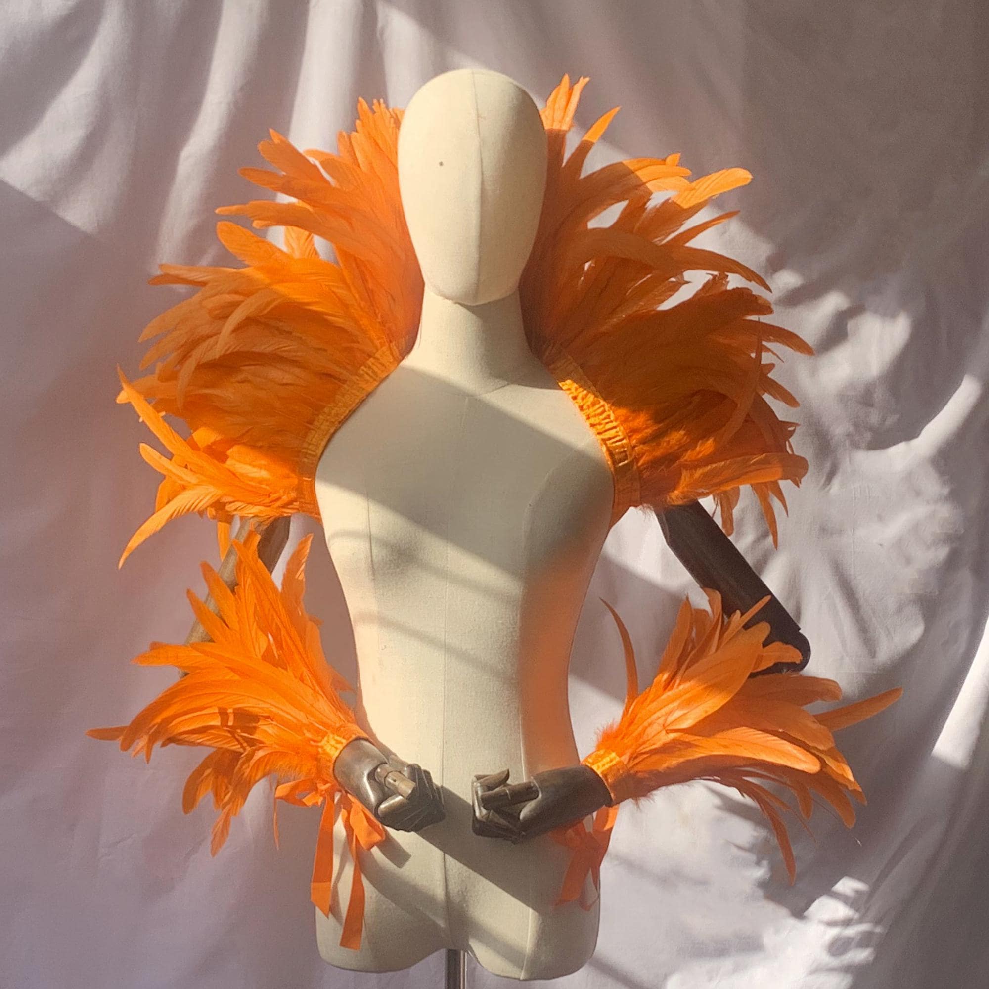 4ply Showgirl Feather Shawl/ Carnival Feather Scarf/ Stage Show Feather Wrap/Halloween Costume/Performance Show/ Orange Feather Cape Shawl