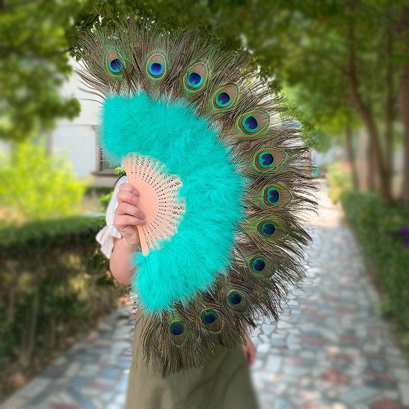 White Peacock Feather Fan, for A Pair
