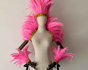 4ply Showgirl Baby Pink Feather Shawl Carnival Feather Scarf Stage Show Feather Wrap With Jeweled Lace Trim Decoration