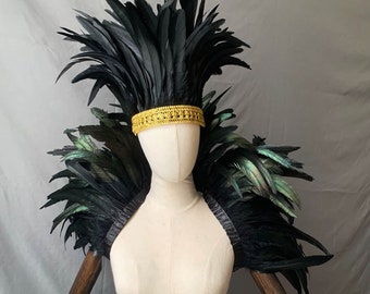 Carnival Costume Black Feather Wrap Shawl