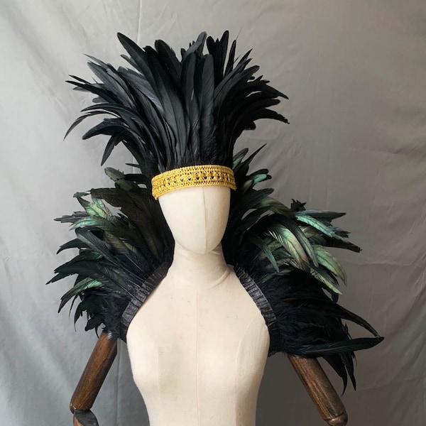 Carnival Costume Black Feather Wrap Shawl