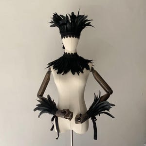 Zwarte verenkraag/Halloween heks Zwarte veren polsboeien/Halloween kostuums voor vrouwen