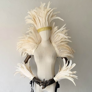 4ply Showgirl Feather Shawl/ Carnival Feather Scarf/ Stage Show Feather Wrap/White Color Halloween Costume/Feather Cape Shawl