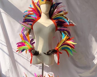 4ply Showgirl Feather Shawl/ Carnival Feather Scarf/ Stage Show Feather Wrap/Halloween Costume/Performance Show/Feather Cape Shawl