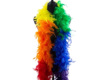 40 gram 72" Blue,Rainbow Turkey Chandelle Feather Boas Dancing Wedding Crafting Party Dress Up Halloween Costume Decoration