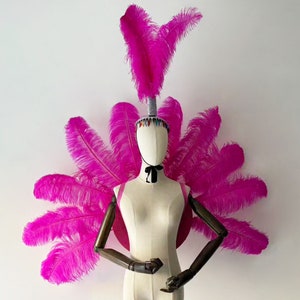 Samba Dance Ostrich Feather Backpack/Carnival Costume Feather Wings/Ostrich Feather Headpiece/Pageant Costume/Caribbean Carnival