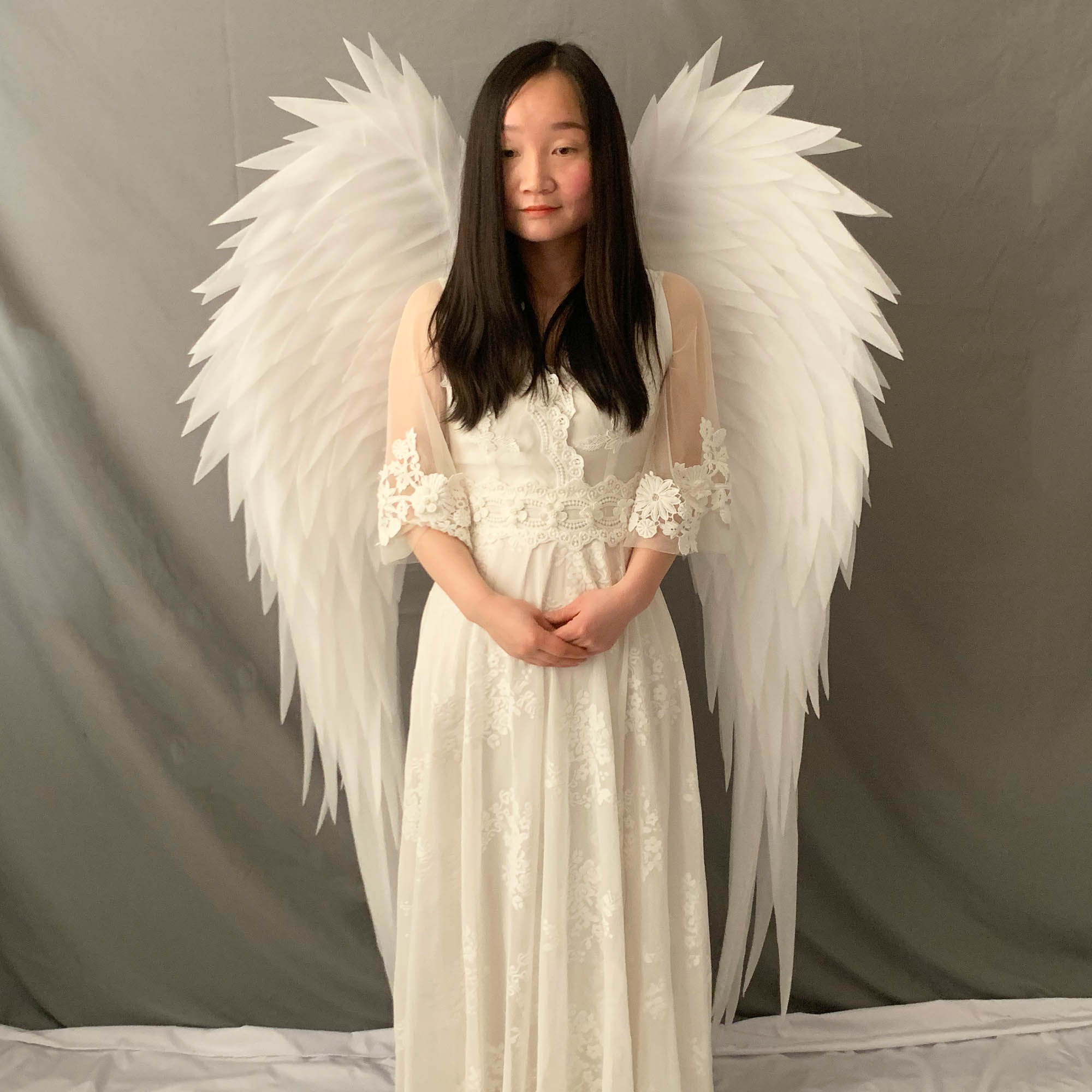 Treatürself angel wings long dress White Adult Angel Wings for Adults | White Angel Wings for Photo